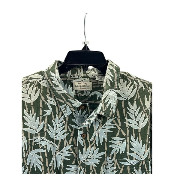 Vintage Denim Ridge Originals Leaf Print Green Button-Up Shirt XL Casual Hawaiia - Picture 3 of 7